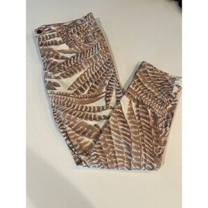 Lauren Ralph Lauren Womens Leaf Print Pants Size 12 Casual Cotton Blend Brown